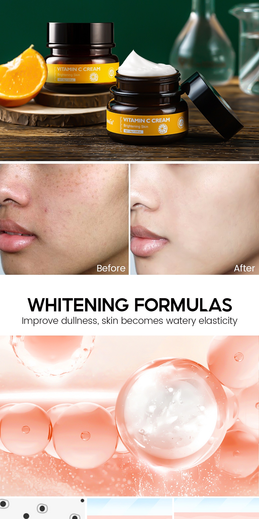 VIBRANT GLAMOUR Nature Vitamin C Face Cream Brightening Whitening ...