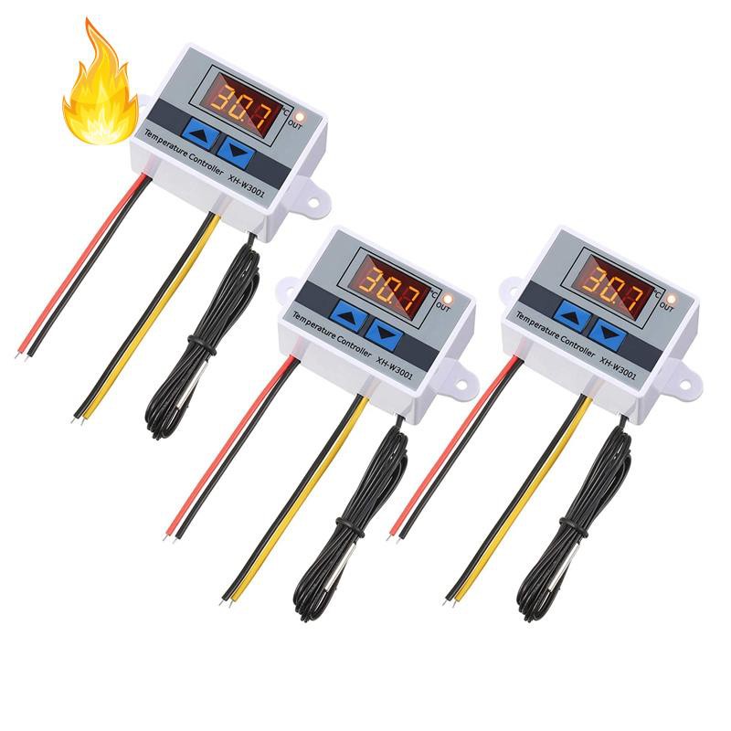 3Pcs XH-W3001 Digital LED Temperature Controller ule Digital Thermostat Switch Electronic Thermostat (12V 10A 120W)