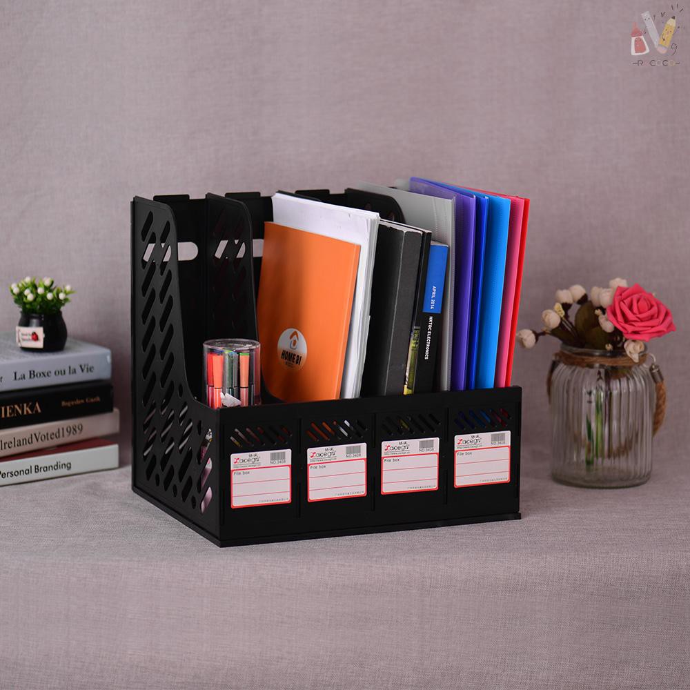 In Stock 4 Section Magazine Plastic Holder File Divider Document Cabinet Rack Storage Organizer Box For School Office Desktop Shopee Philippines
