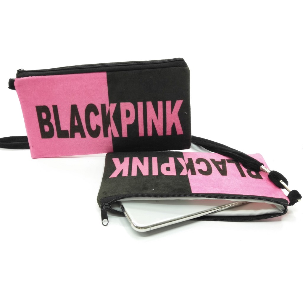 pink and black purse