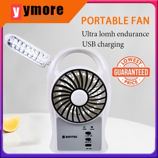 Ymore Electric fan Multifunctional Rechargeable Fan 5” with FM Radio and Emergency LED Light Box Fan