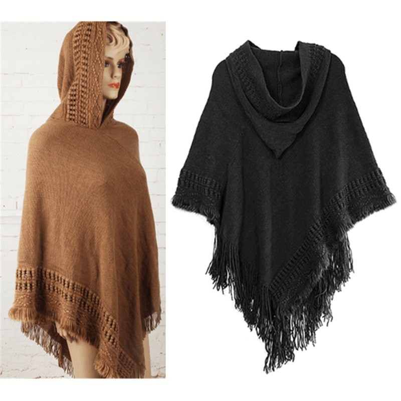 poncho sweater with hood