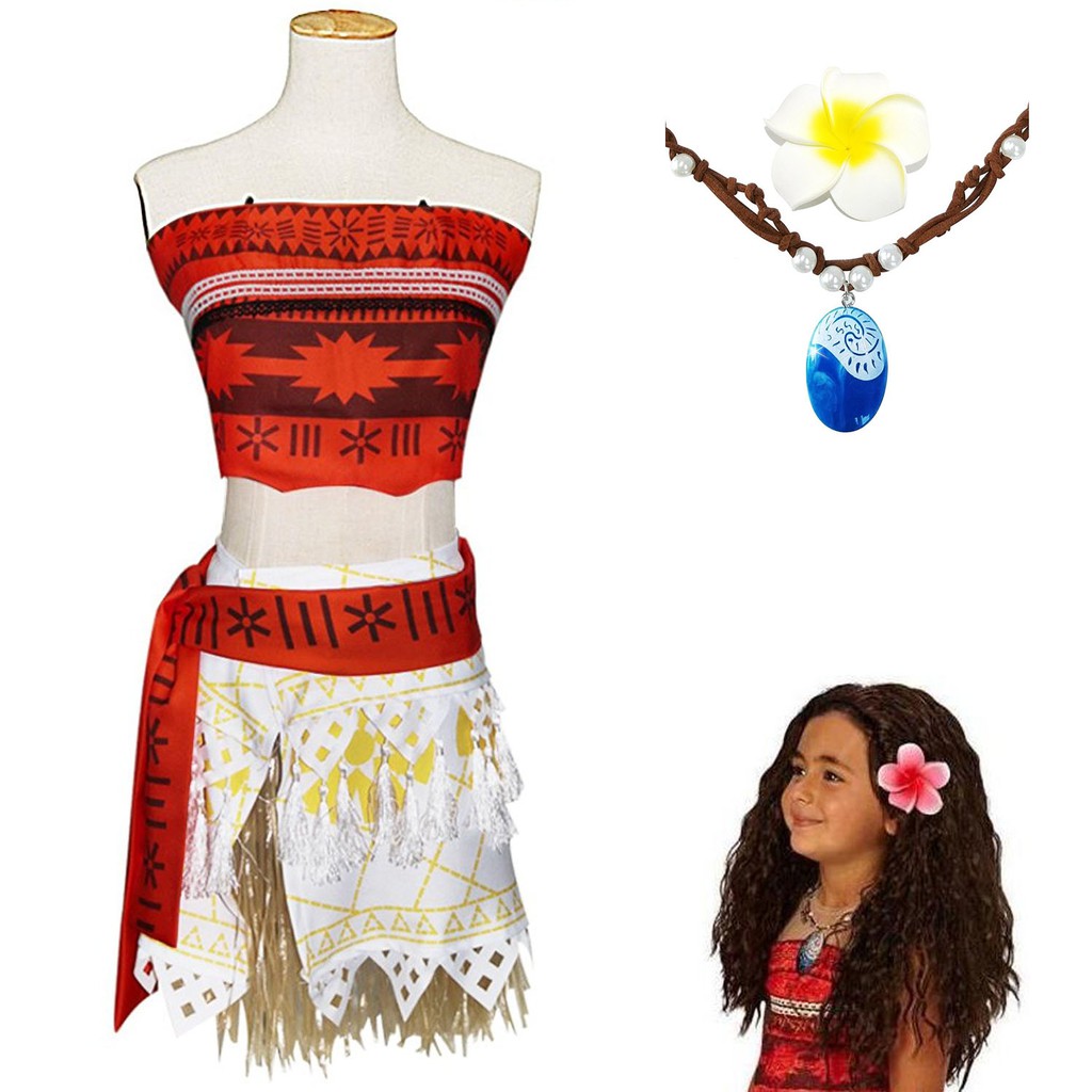 Cosplay Polynesia Princess Moana Dress Costume Kids Girl Or Women W Necklace Shopee Philippines