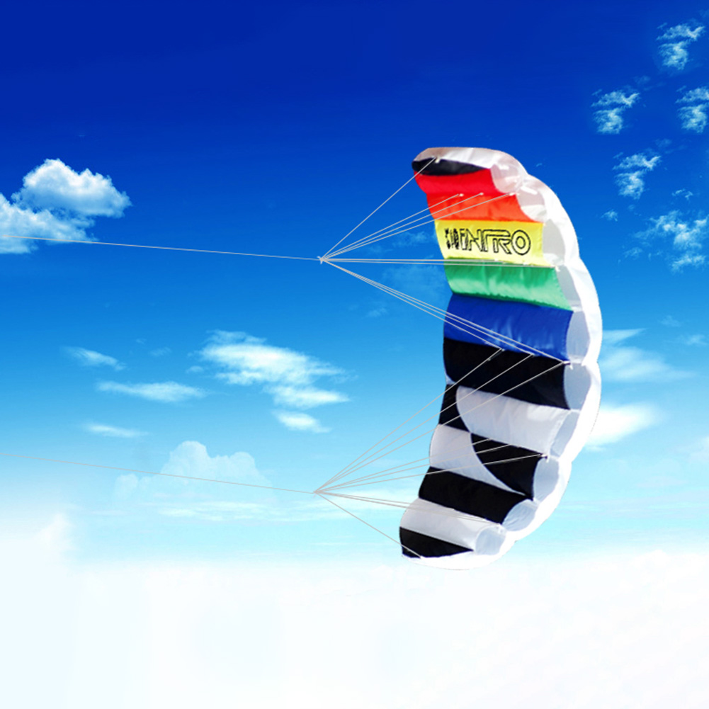 RED 55in 1.4m Dual line Power Stunt Parafoil Parachute Sports Beach Kite Surfing 