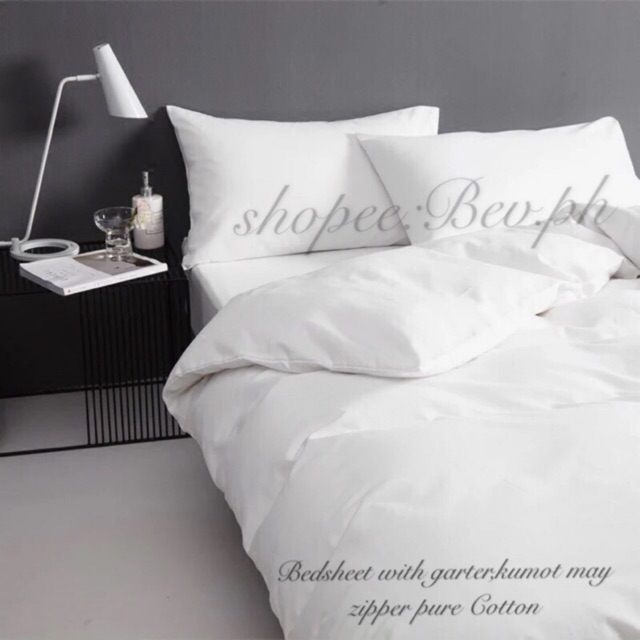 Wholesale Pure Cotton White 4 In 1 Bedsheet With Zipper Duvet