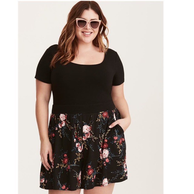 A2202 A1910 Floral Combined Plus Size Romper / Jumpshort Shopee Philippines