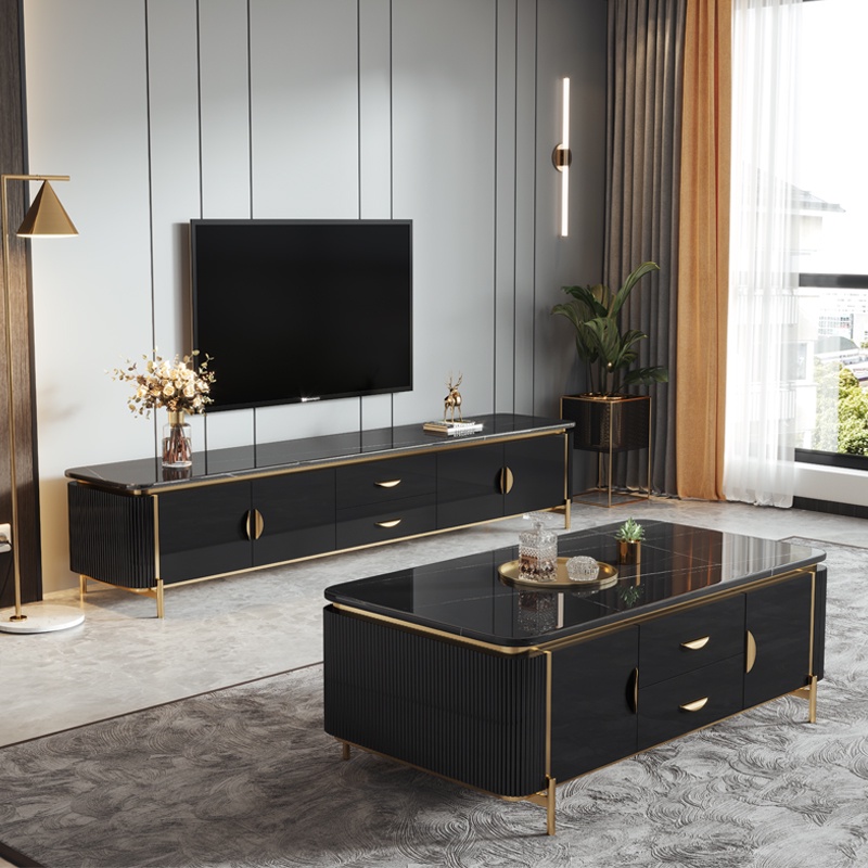 Italian Marble Light Luxury Tv Cabinet, Coffee Table And Tv Unit Combo Philippines