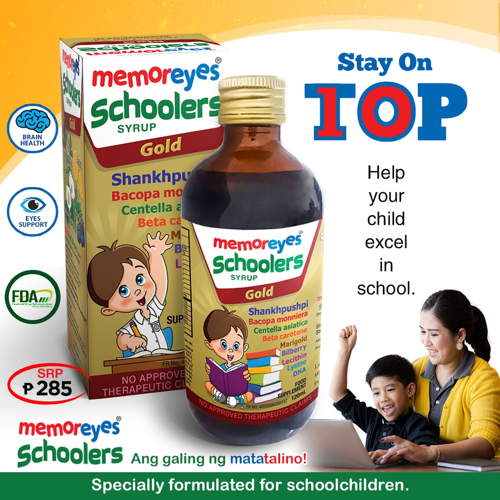 MemorEyes Schoolers Gold Syrup 120ml Brain Memory & Eye Supplement for ...