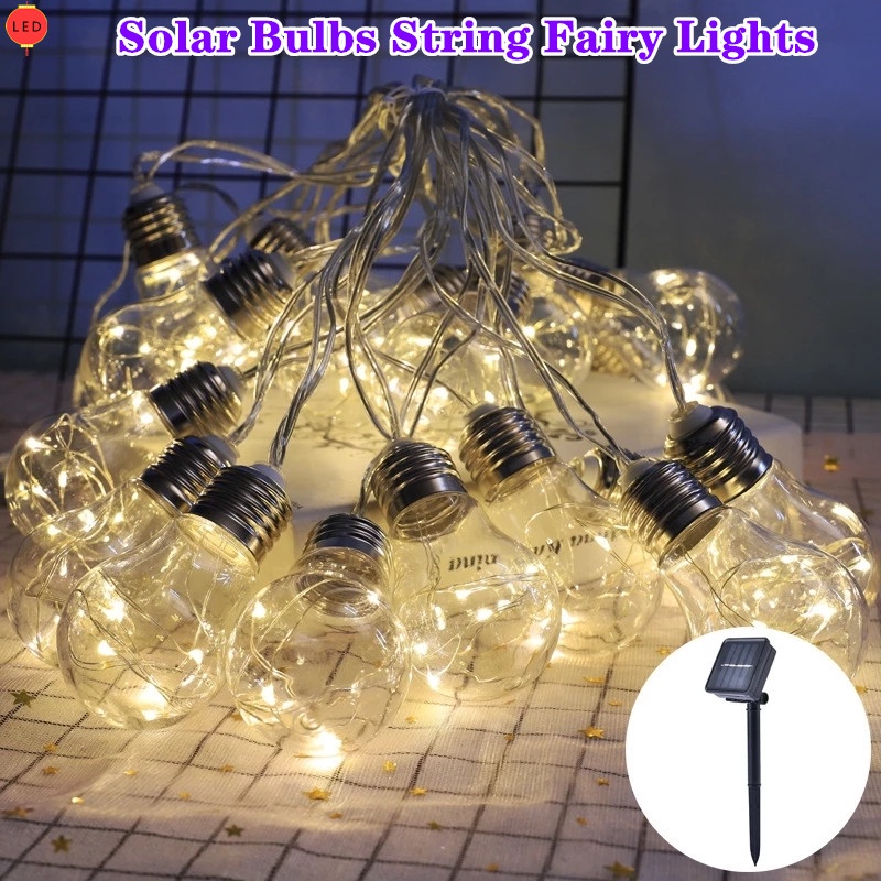 LED Solar Bulbs String Fairy Lights Outdoor Lamp 10/20/30 Decoration Garden Waterproof Ball String Christmas Garland Decor LED Lamp lampu solar light outdoor lighting