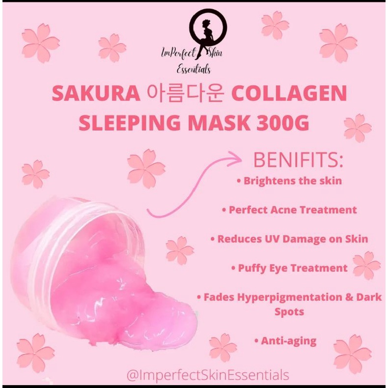 SAKURA COLLAGEN SLEEPING MASK 300G by IMPERFECT SKIN ESSENTIALS COD