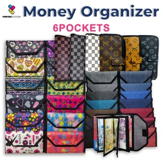 6-Slots Book-type Money Organizer with FREE Labeler Stickers Long Wallet