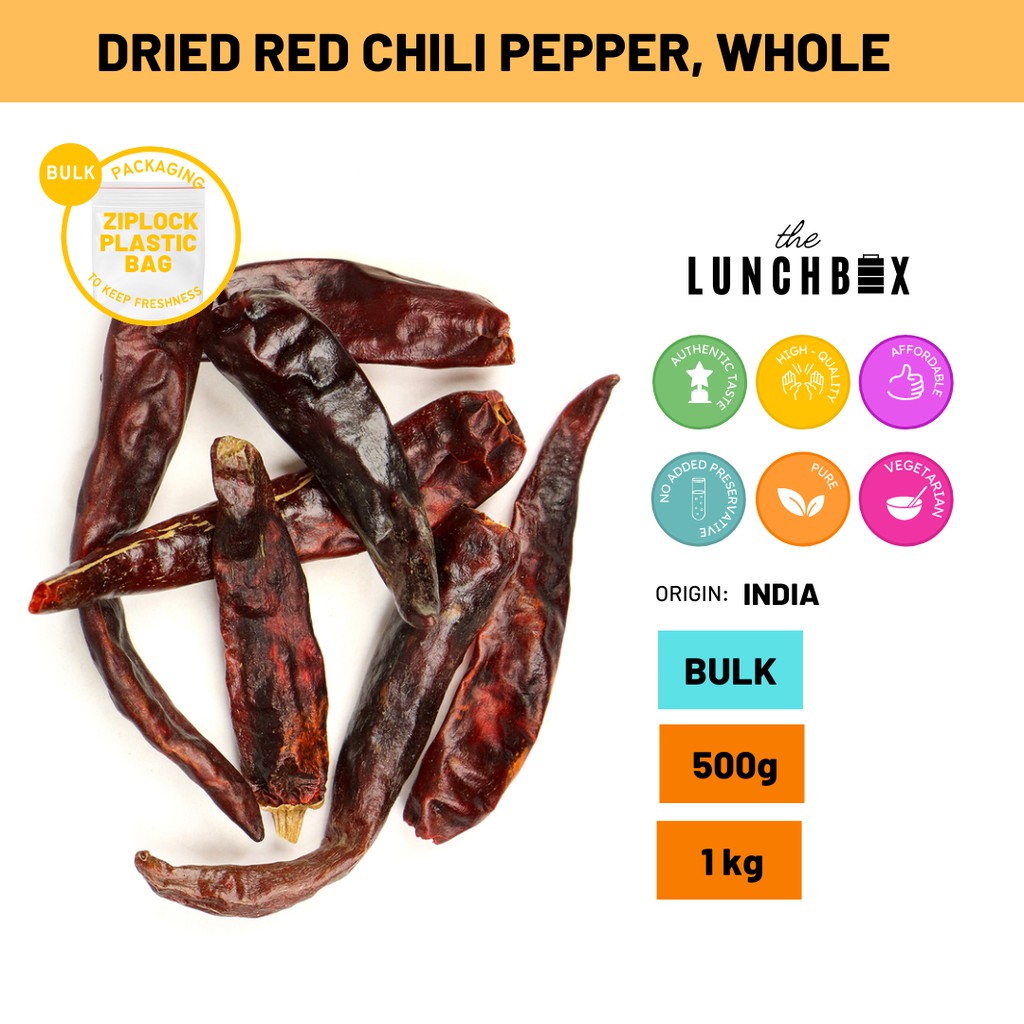 Dried Whole Red Chili Pepper Bulk 500g 1kg (Authentic Herbs