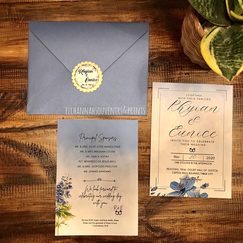 Dusty Blue Civil Wedding invitation | Shopee Philippines