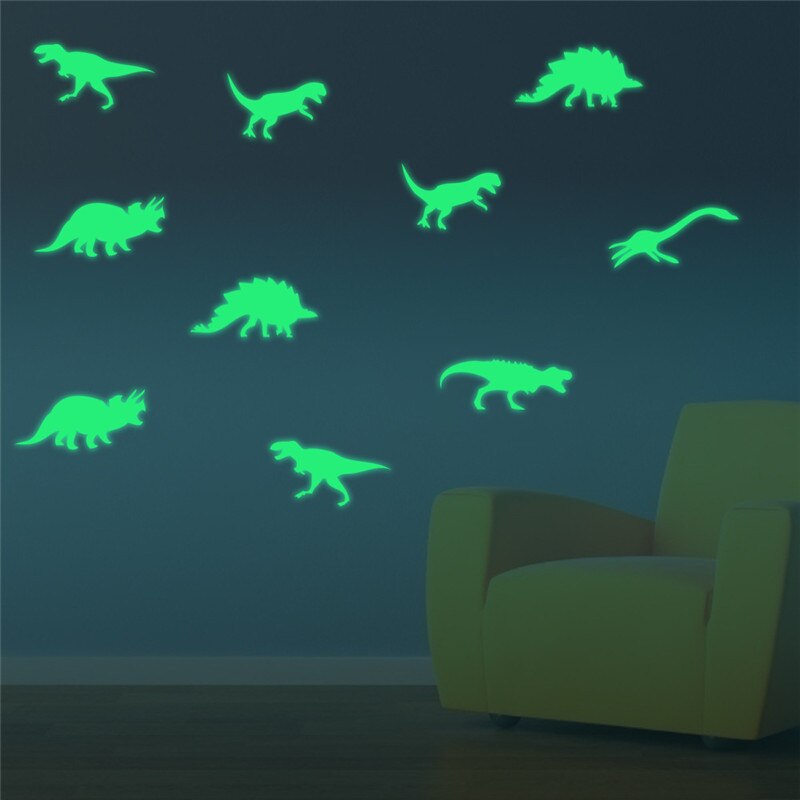 9Pcs Glow In The Dark Dinosaurs Toys Luminous Star Stickers Bedroom