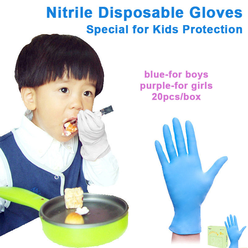 Children Disposable Gloves Food Grade Nitrile Rubber Gloves Special for Kids Protection 20pcs