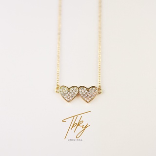 TBKy 2 Hearts Necklace 18k Gold Plated Stainless Steel Women Fashion Accessories Tala by Kyla TBK