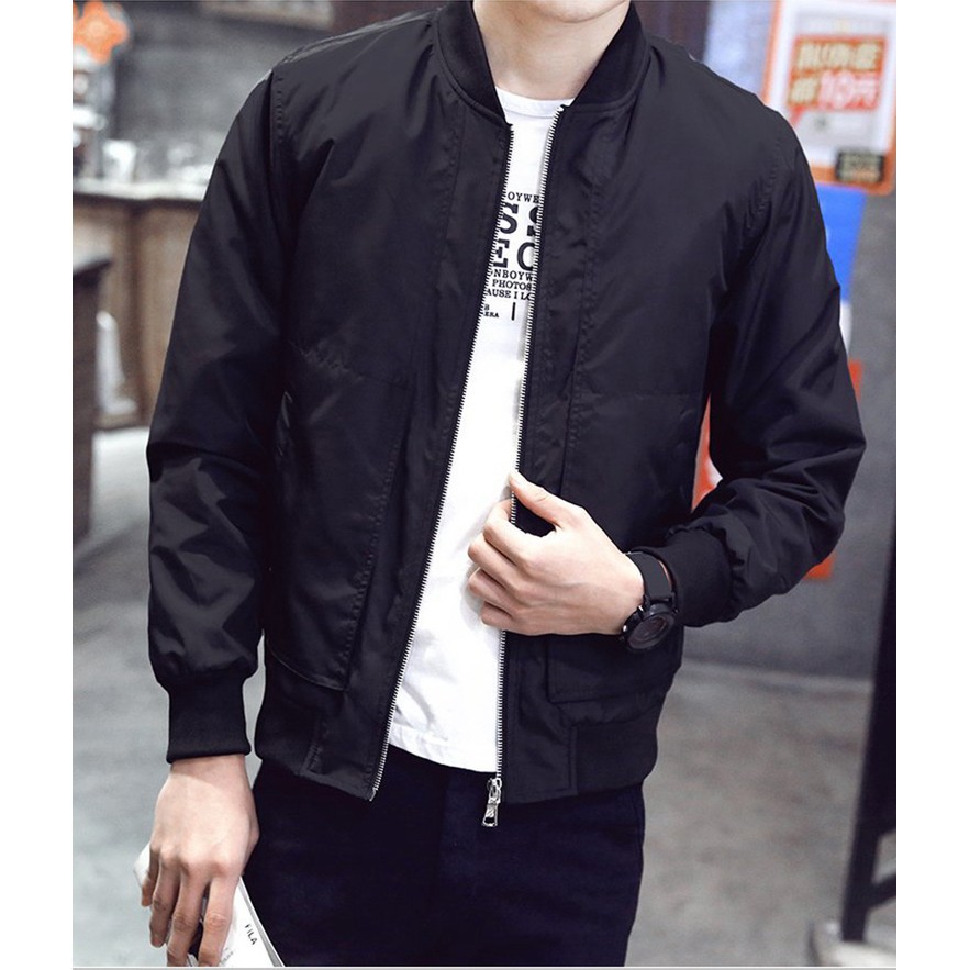 Korean Style Casual Men Slim Fit Bomber Jacket Windbreaker | Shopee ...