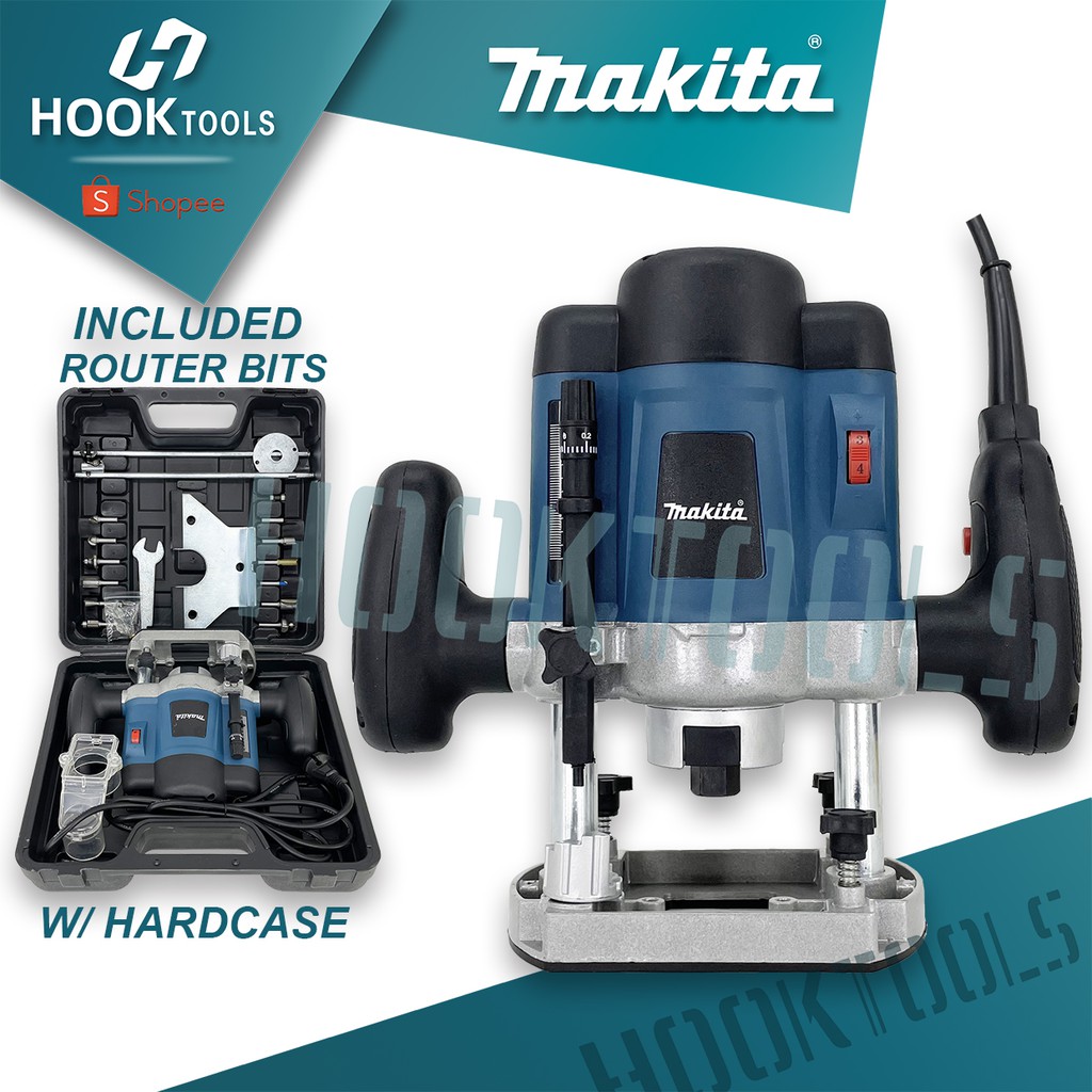 HOOK Makita 1200W 8/6mm Electric Palm wood Router with 12pcs/set Bits