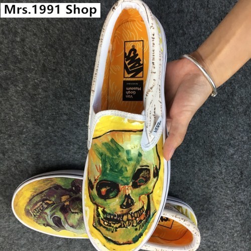 vans skull slip ons van gogh