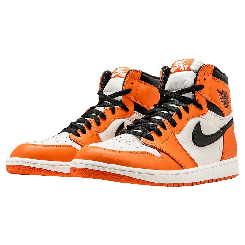 orange and white air jordan 1