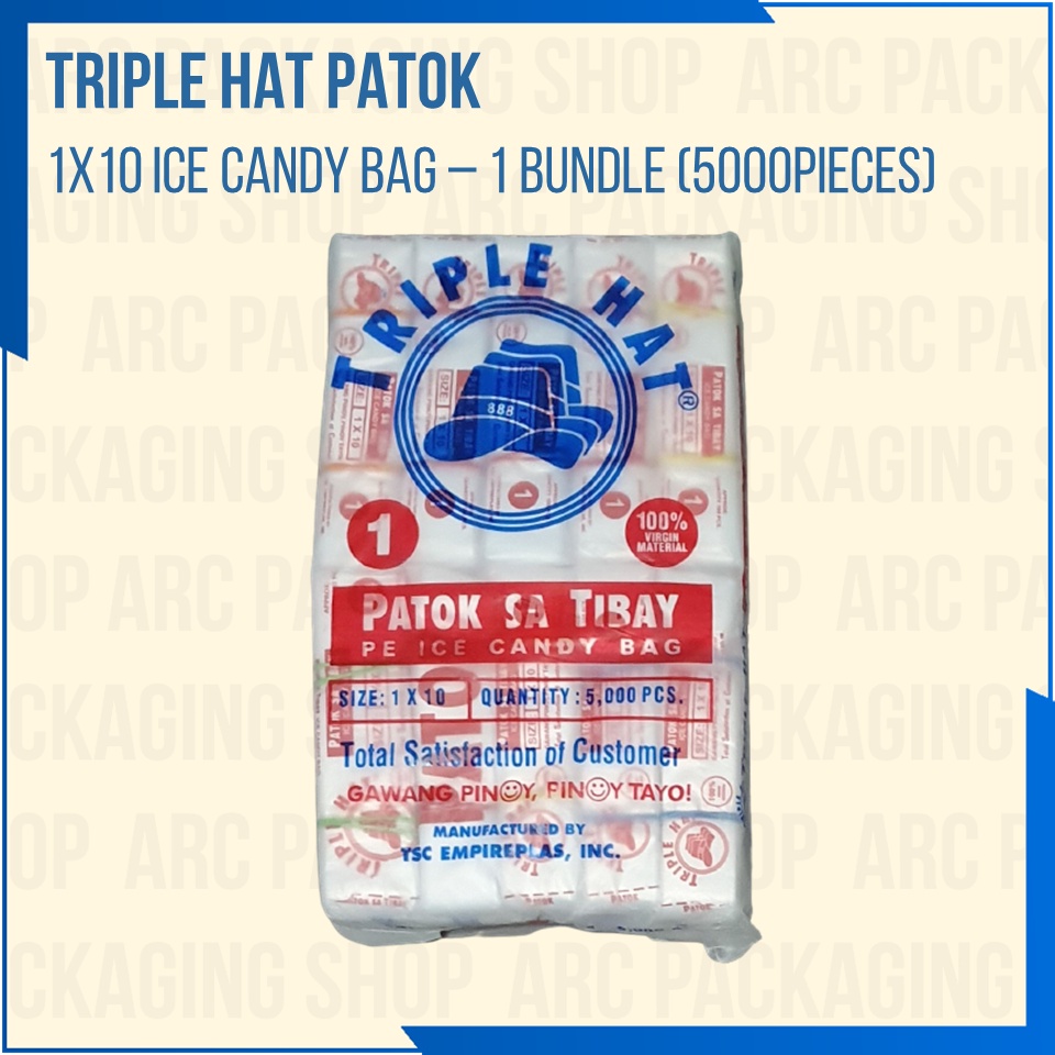 Triple Hat Patok Ice Candy Bag 1 Inch x 10 inches 1 Bundle (5000 Pieces