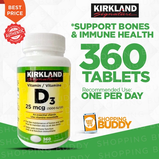 Kirkland Signature Vitamin D3 1000 IU 25 mcg 360 Tablets