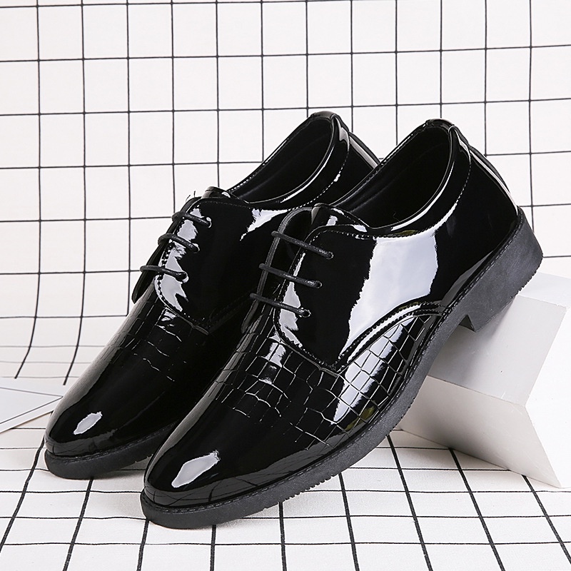 New British Black Casual Men's Leather Shoes Business Formal Leather ...