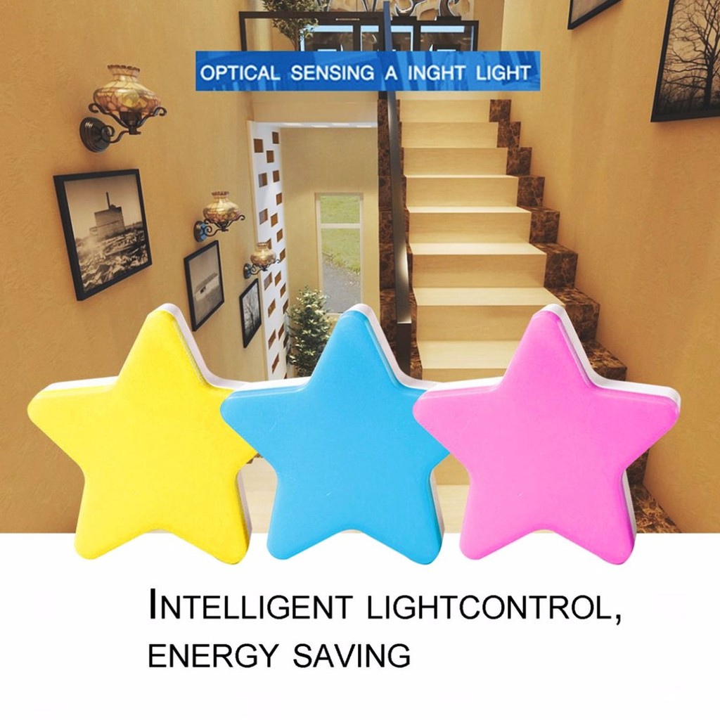 Star Shape Wall LED Night Lamp Bedroom Plugin Night Light Sensor Light