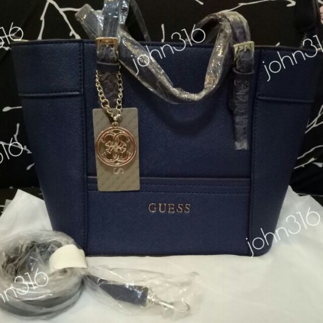 guess navy handbag