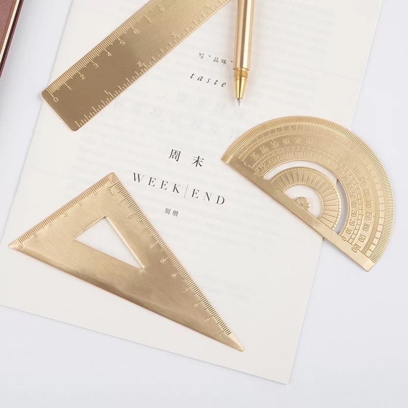 Nordic Metallic Brass Aesthetic Rulers / Protractor / Triangles ...