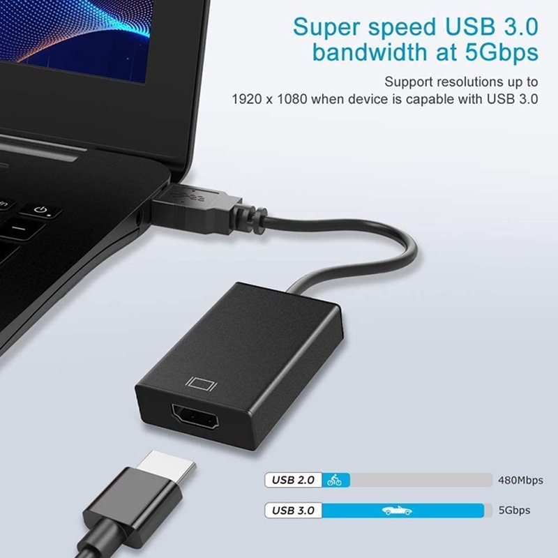 LIDEDE USB to HDMI adapter, USB 3.0/2.0 to HDMI adapter 1086P Full HD