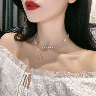 New Products Japan Korea choker Pearl Necklace Female Temperament Influencer Design Sense ins Trendy Niche#ZH#