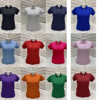 Ladies classic honeycomb plain polo shirt with side slit #9