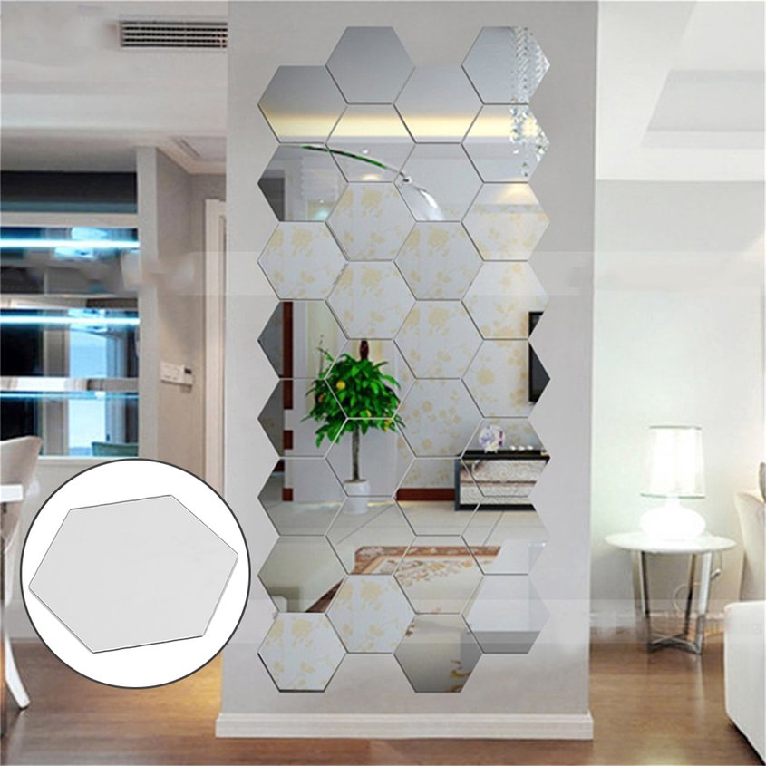 Ehy Hexagonal 3d Mirrors Wall Stickers Home Decor Living Room Mirror Wall Sticker Shopee Philippines