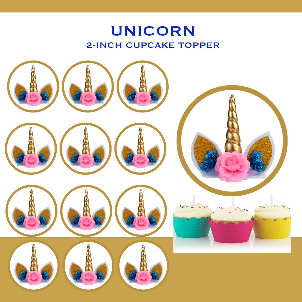 UNICORN Cupcake Topper/Sticker Party Decoration 30pcs | Shopee Philippines