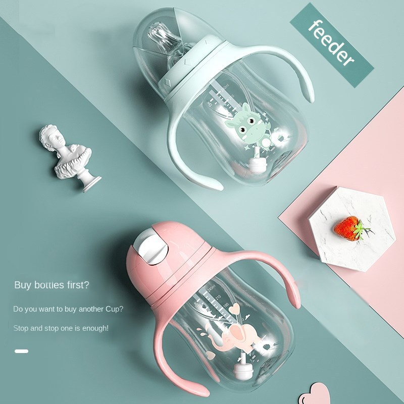 △Two head Baby Feeding Milk Bottle Close to Nature Bady With Handle 180ml 300ml ( 6oz 10oz) Nipple