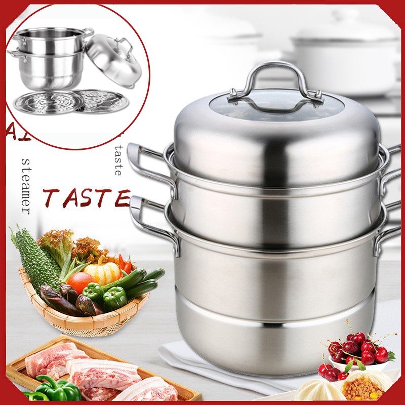 Cookware Steamer 3 Layer Steamer Stainless Steel Cooking Pots ...