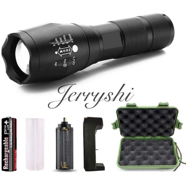 Tactical Flashlight with Rechargeable Battery & Charger Super Bright