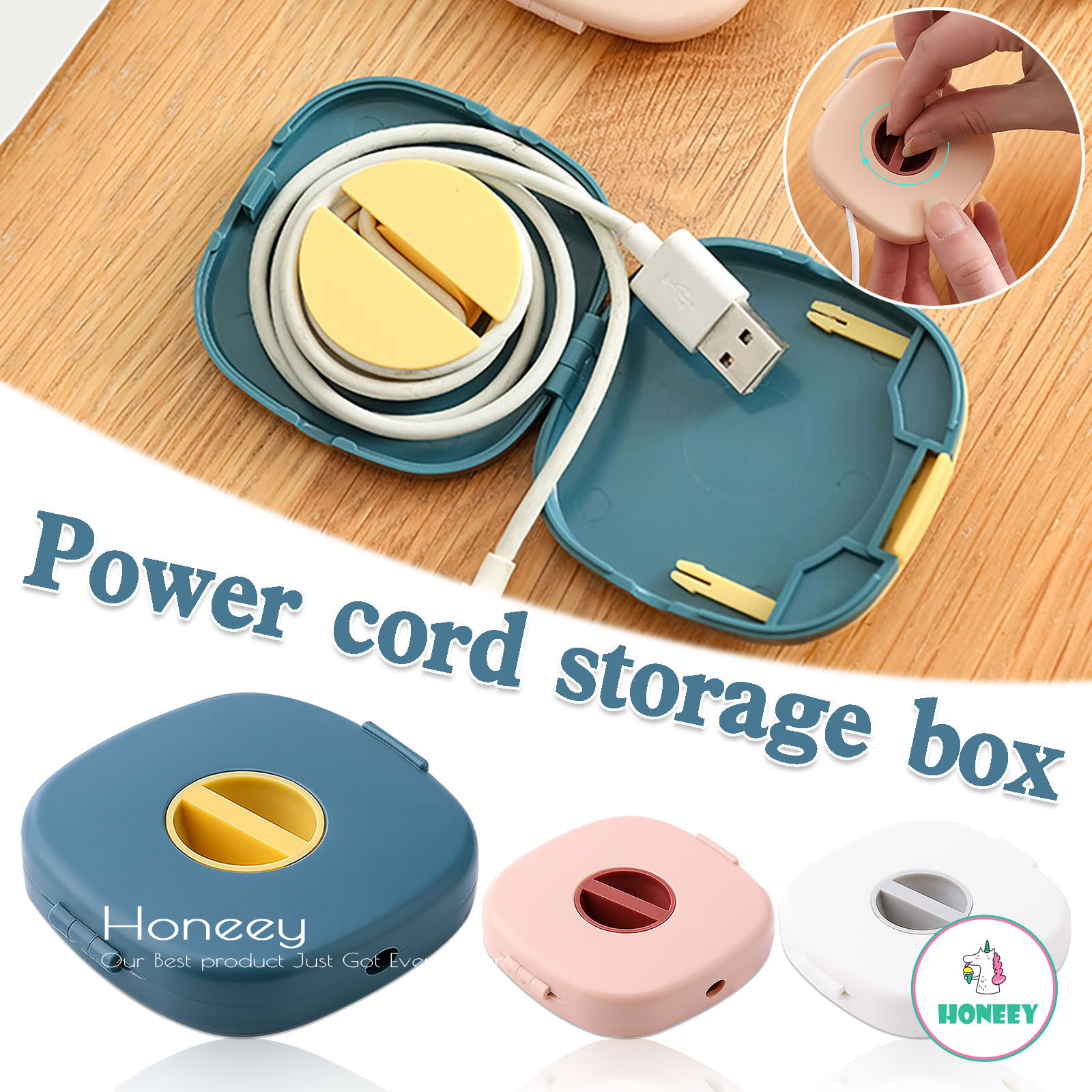 Rotatable Cable Storage Box Extendable Wire Cord Organizer Data Winder