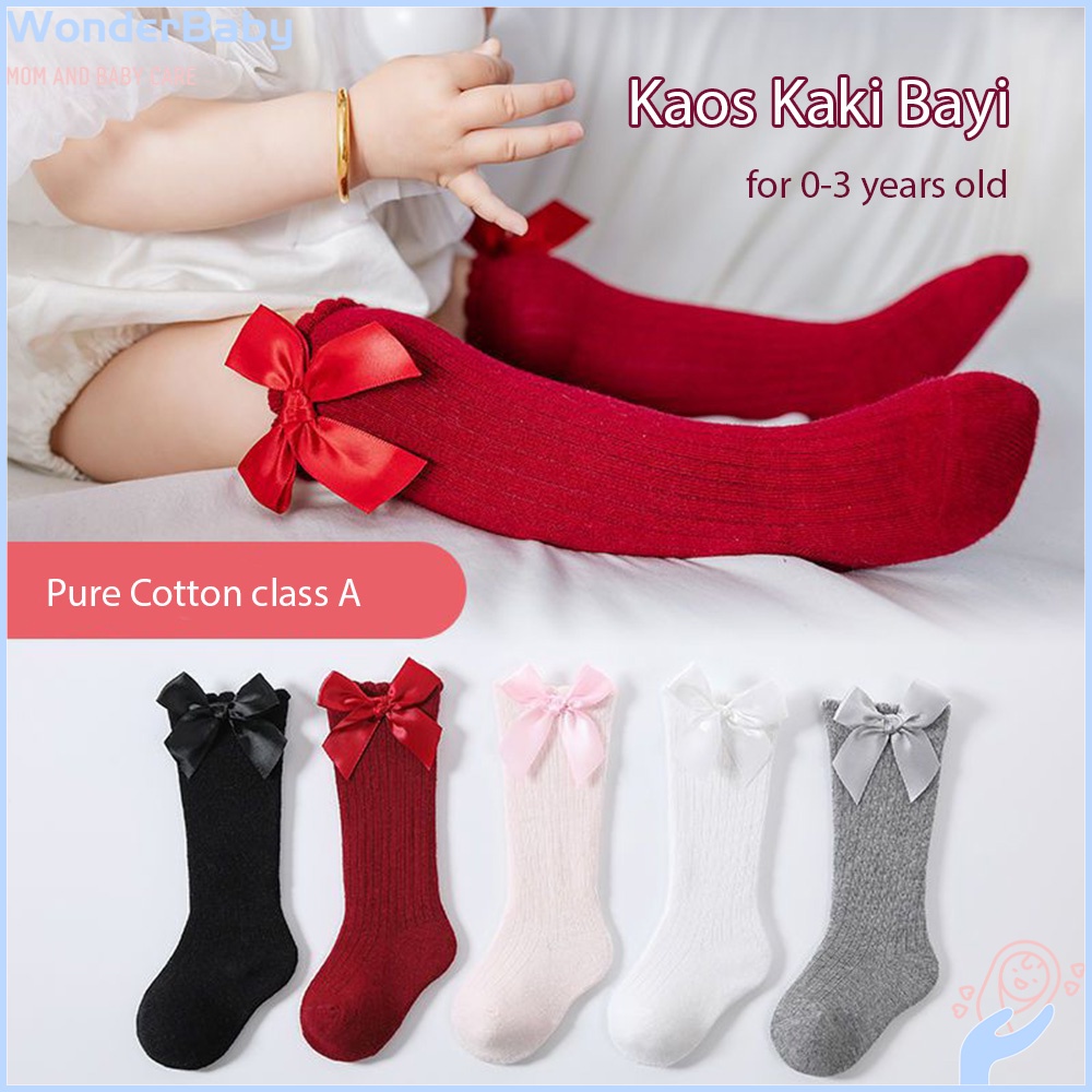 Wonderbaby Baby knee High socks with big bow knot tie long socks for