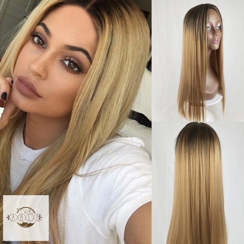 Women Lady Wig Long Straight Hair Fashion Natural Gradient