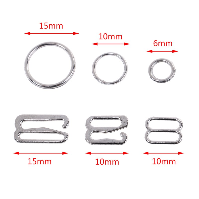 100 Silver metal bra strap adjuster slider/hooks/o ring lingerie sewing craft JC 