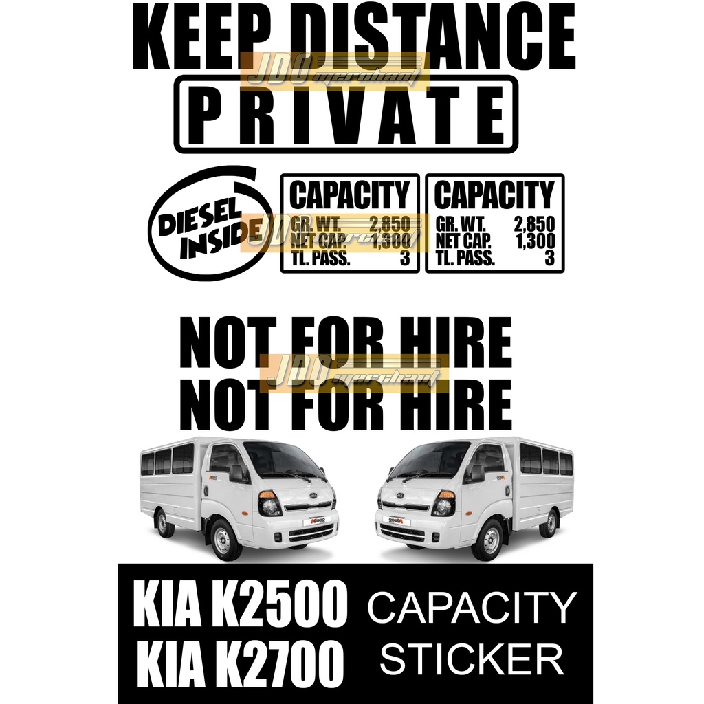 KIA K2500 KIA K2700 set Capacity Sticker | Shopee Philippines