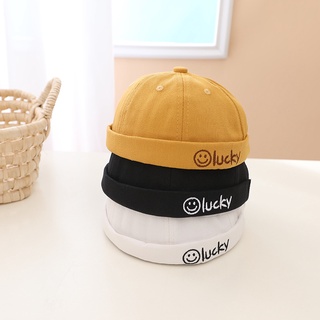lucky smiling face melon hat children's fashion all-match brimmed landlord hat boy street shooting yuppie hat #2
