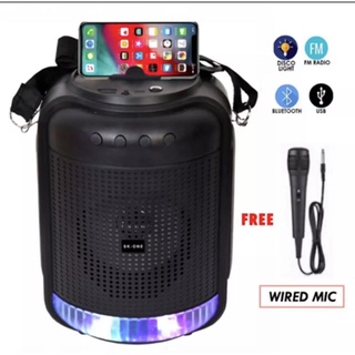 KaraokeStereo Portable Wireless with Light and Strap Bluetooth Speaker with FREE Wired Microphone