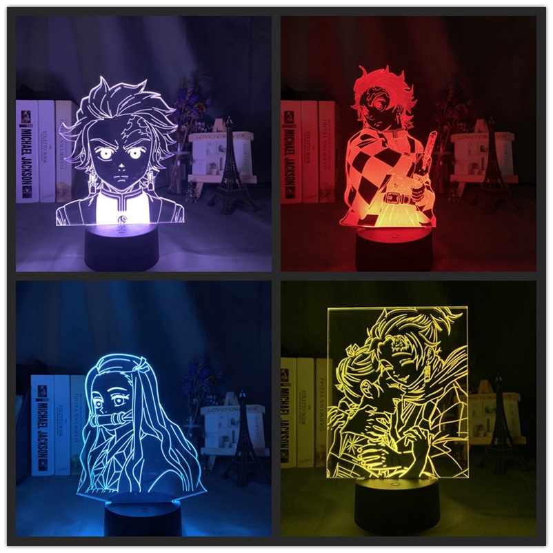 3D Lights Optical Illusions Led Light Anime Lights Anime Demon Slayer Tsuyuri Kanawo Figure Led Night Light for Girls Room Decor Nightlight Kimetsu No Yaiba Gift Table 3D Lamp Remote 