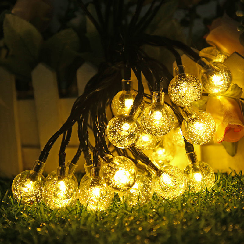 20 50 LED Crystal Ball Solar Fairy Light Bulb Outdoor String Lamps Wedding Decor