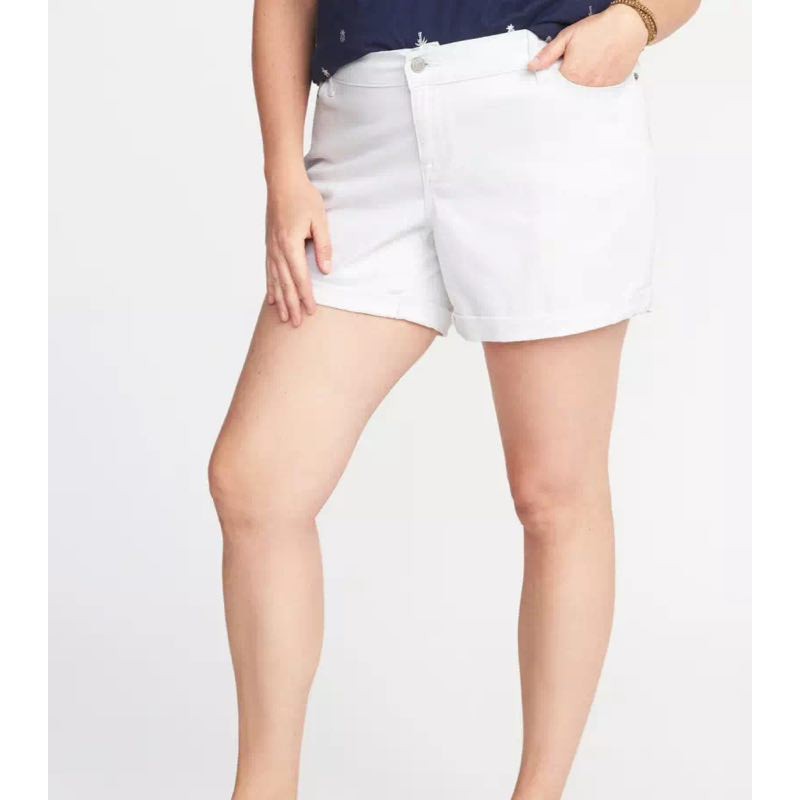 plus size white denim shorts