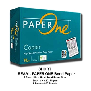 Paper One Bond Papers SHORT 8.5x11 Inches 70gsm Sub. 20 LIGHT BLUE ...