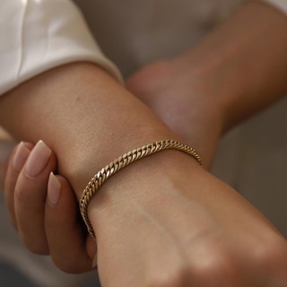 Bracelet For Men And Women, Double Cuban, Gold Plated, Stainless Bracelet, Japan Gold